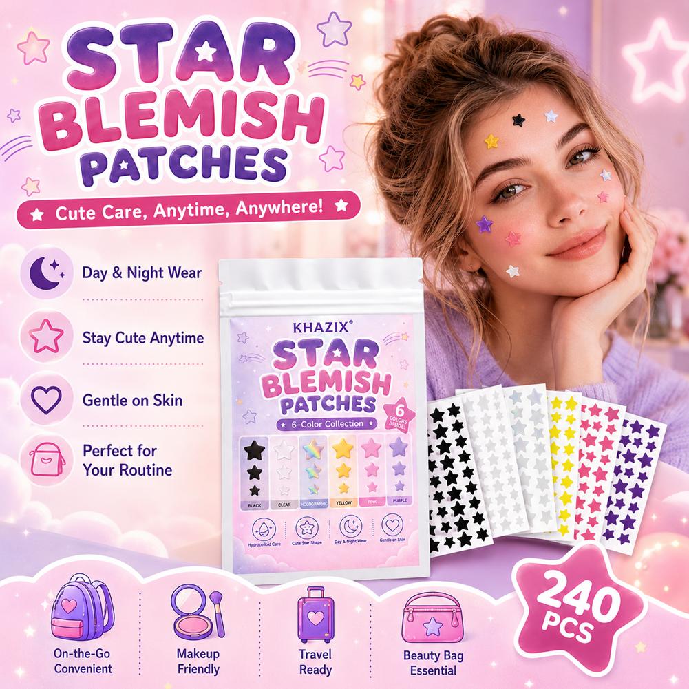 Hydrocolloid Pimple Patch - 240 Adesivos Estrela para Espinhas no