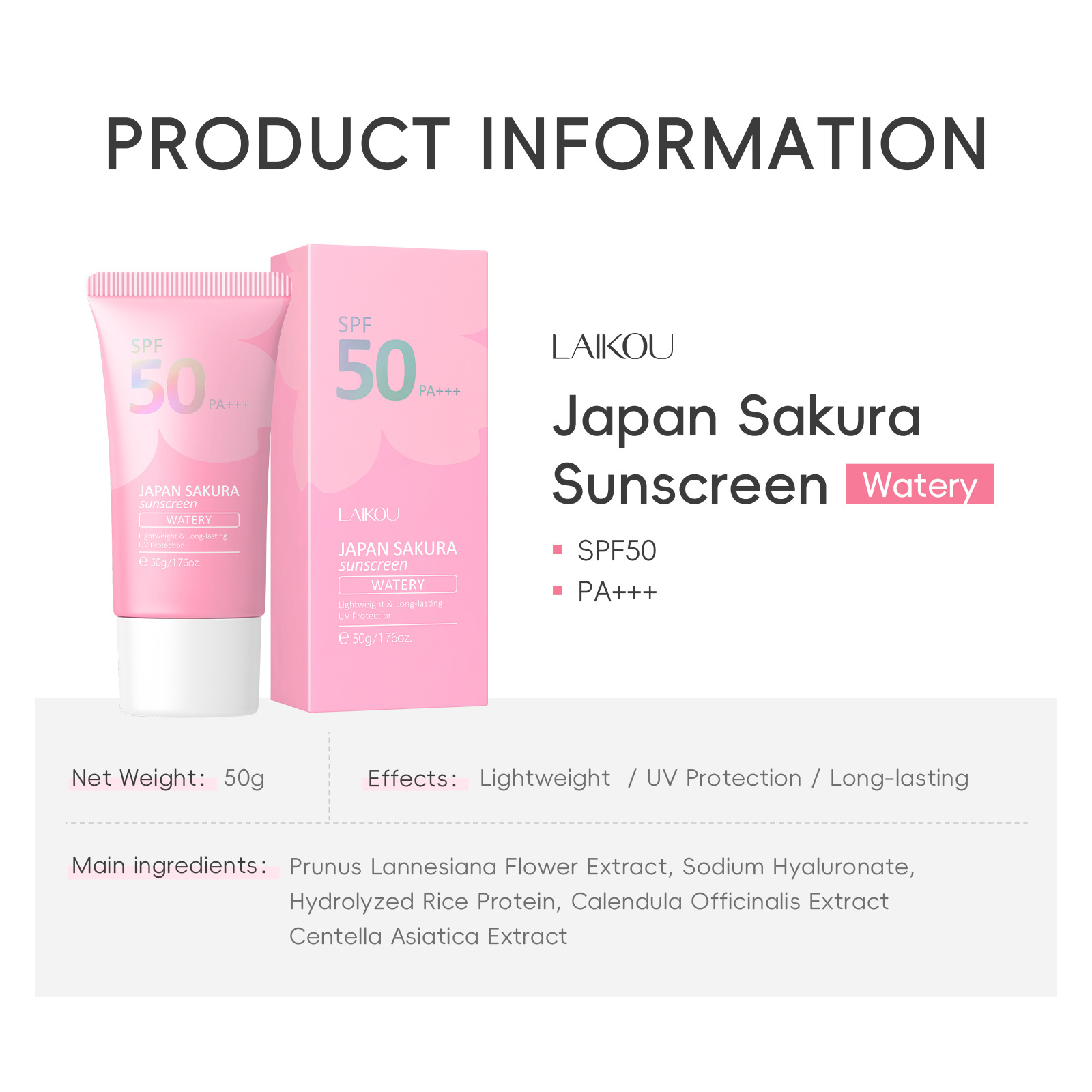 LAIKOU Sakura SPF50 PA+++ Loçã - Spf 50 Waterproof Sunscreen avaliação e preço